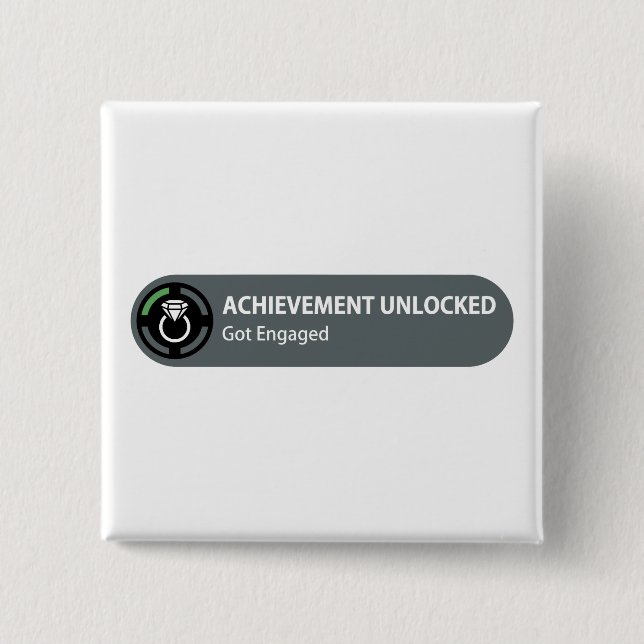 Achievement Unlocked - Got Engaged 15 Cm Square Badge (Front)