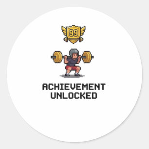 Achievement Unlocked Level 99 Pixel Gym Motivation Classic Round Sticker
