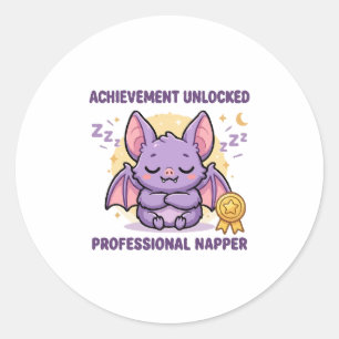 Achievement Unlocked Professional Napper Bat Classic Round Sticker
