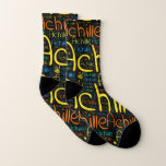 Achille Socks<br><div class="desc">Achille. Show and wear this popular beautiful male first name designed as colorful wordcloud made of horizontal and vertical cursive hand lettering typography in different sizes and adorable fresh colors. Wear your positive french name or show the world whom you love or adore. Merch with this soft text artwork is...</div>
