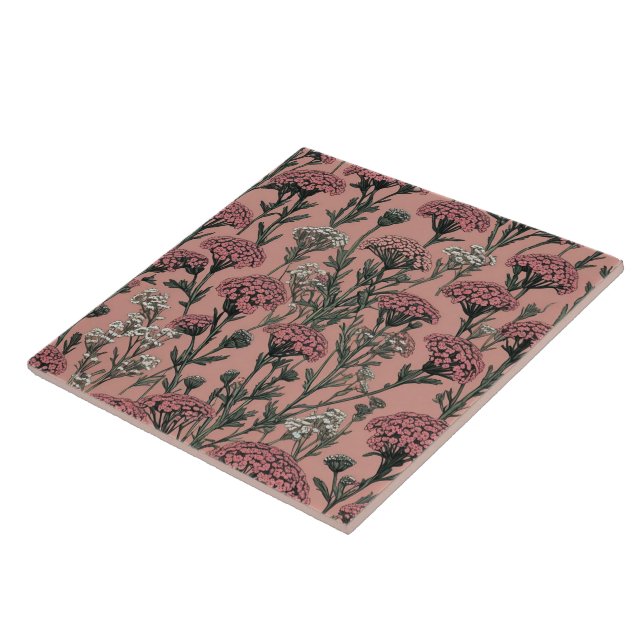 Achillea Desert Eve Deep Rose pattern Tile (Side)