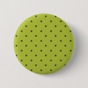 Acid Green And Brown Polka Dots Pattern 6 Cm Round Badge