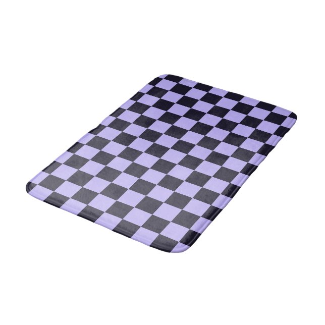 Acid green black checkerboard pattern bath mat (Angled)