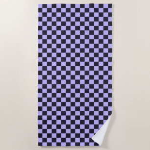 Acid green black checkerboard pattern beach towel