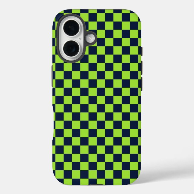 Acid green black checkerboard pattern Case-Mate iP iPhone Case (Back)