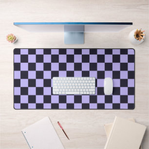 Acid green black checkerboard pattern desk mat