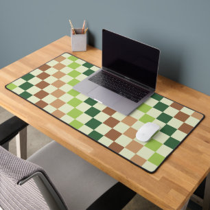 Acid green black checkerboard pattern desk mat