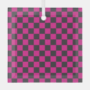 Acid green black checkerboard pattern glass orname tree decoration