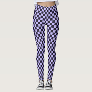 Acid green black checkerboard pattern leggings