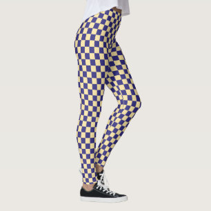 Acid green black checkerboard pattern leggings