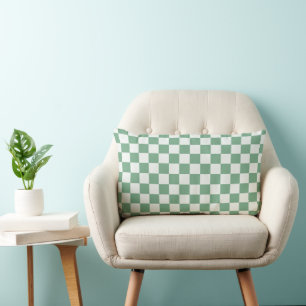 Acid green black checkerboard pattern lumbar pillo cushion