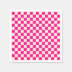 Acid green black checkerboard pattern napkins