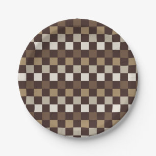 Acid green black checkerboard pattern paper plates