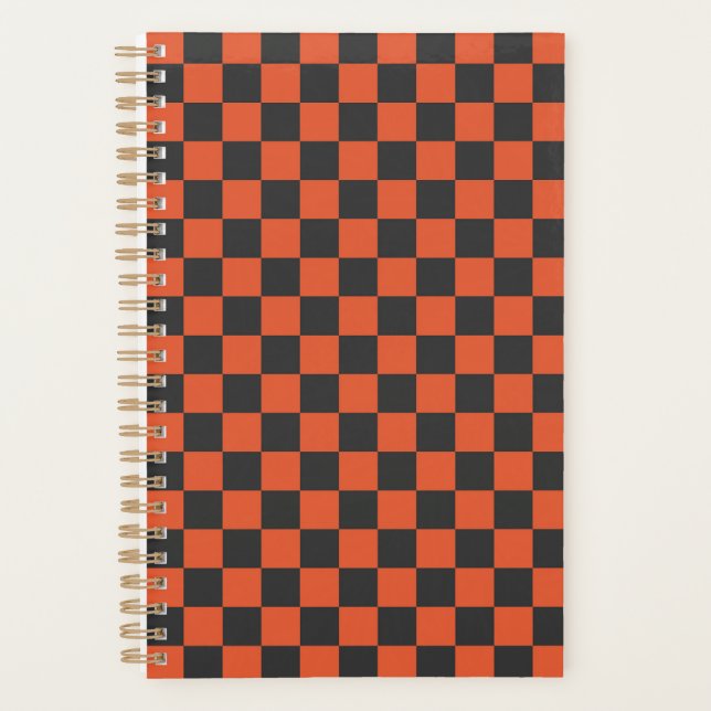 Acid green black checkerboard pattern planner (Front)