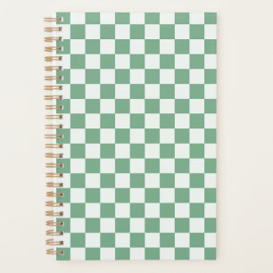 Acid green black checkerboard pattern planner