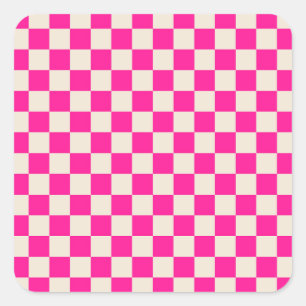 Acid green black checkerboard pattern square stick sticker