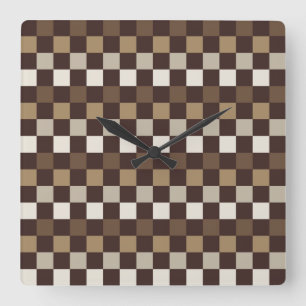 Acid green black checkerboard pattern square wall clock