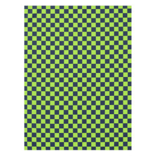 Acid green black checkerboard pattern tablecloth