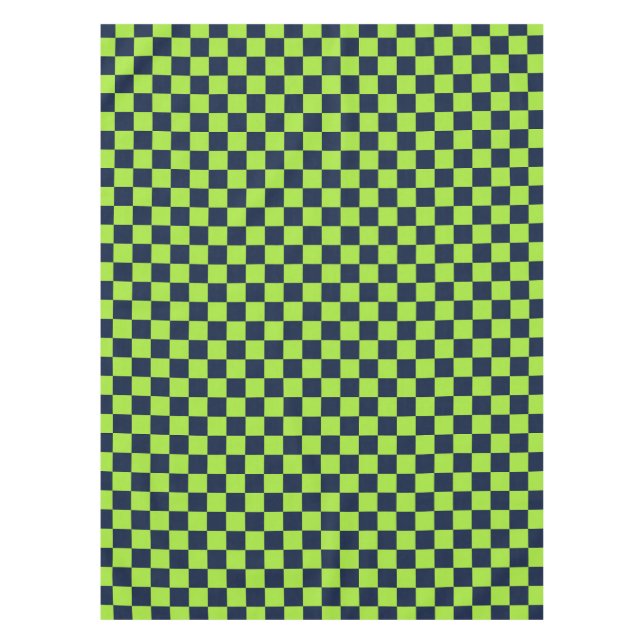 Acid green black checkerboard pattern tablecloth (Front)