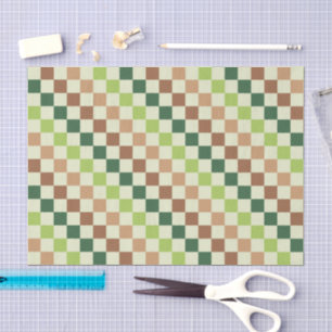 Acid green black checkerboard pattern tissue paper
