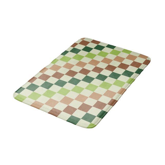Acid green black chequerboard pattern bath mat (Angled)