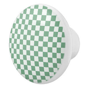 Acid green black chequerboard pattern ceramic knob