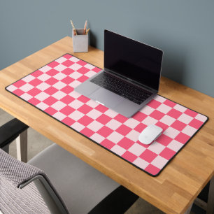 Acid green black chequerboard pattern desk mat