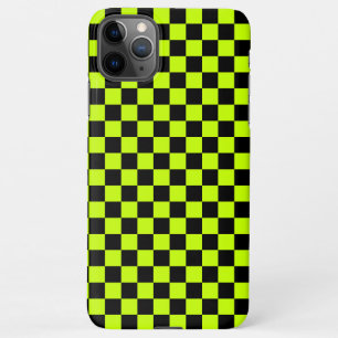 Acid green black chequerboard pattern iPhone 11Pro max case