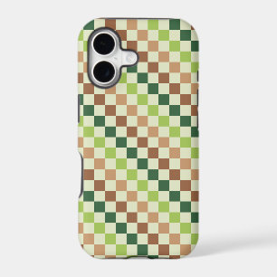 Acid green black chequerboard pattern iPhone case