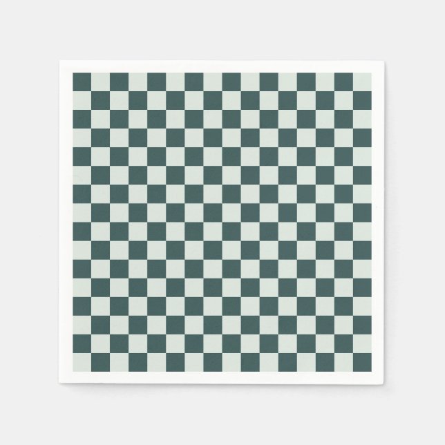 Acid green black chequerboard pattern napkins (Front)
