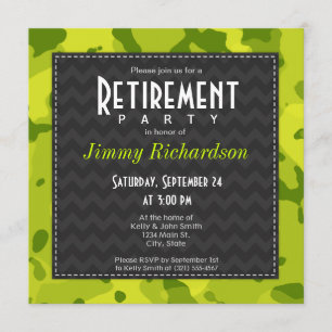 Acid Green Camo; Retirement Party Invite