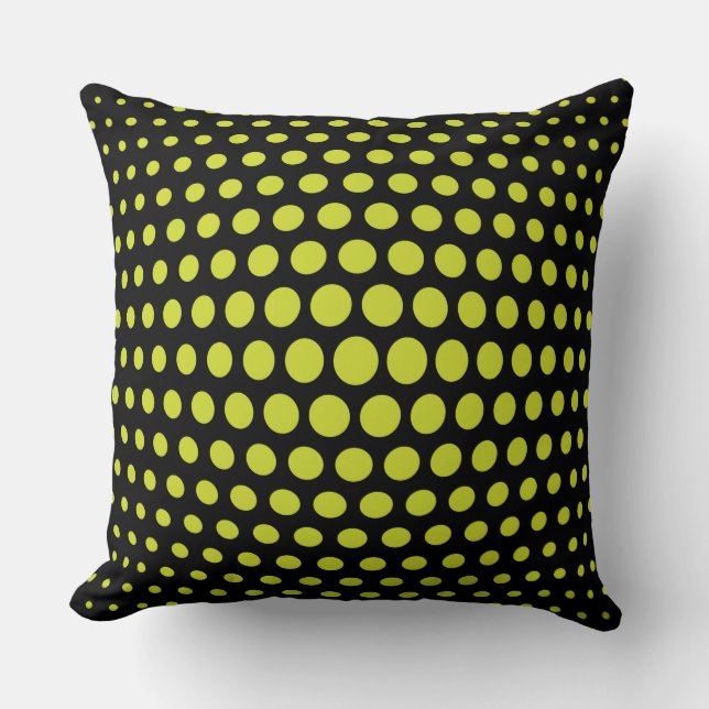 Acid Green Fish Eye Polka Dots Pattern Cushion (Front)