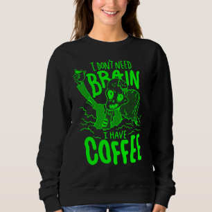 acid green halloween coffee drinking zombie sweatshirt