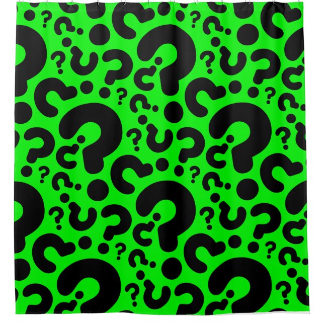 acid green question mark halloween shower curtain (Front)