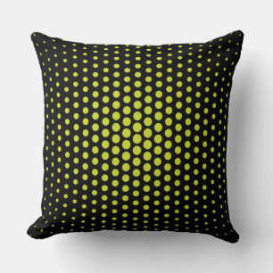 Acid Green Techno Dots Modern Black Cushion