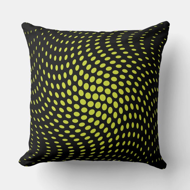 Acid Green Twist Polka Dots Pattern Cushion (Front)