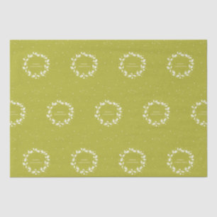 Acid Green + White Merry Christmas Holly Wreath Tissue Paper