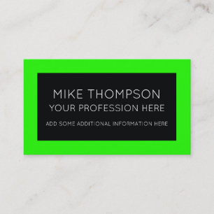 acid neon green colour & black, modern business card