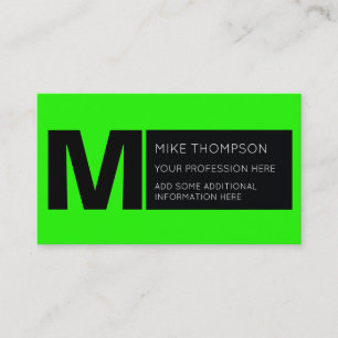 acid neon green colour, modern business card