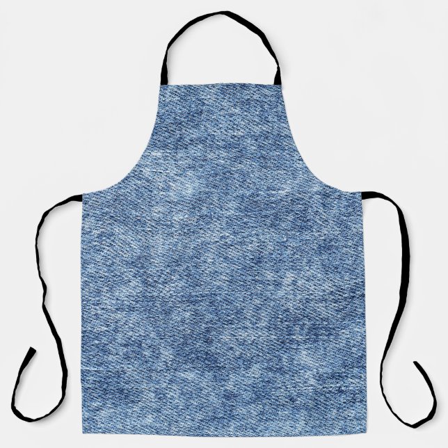 Acid wash blue denim, close-up texture. apron (Front)