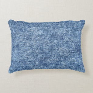 Acid wash blue denim, close-up texture. decorative cushion