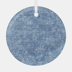 Acid wash blue denim, close-up texture. glass tree decoration