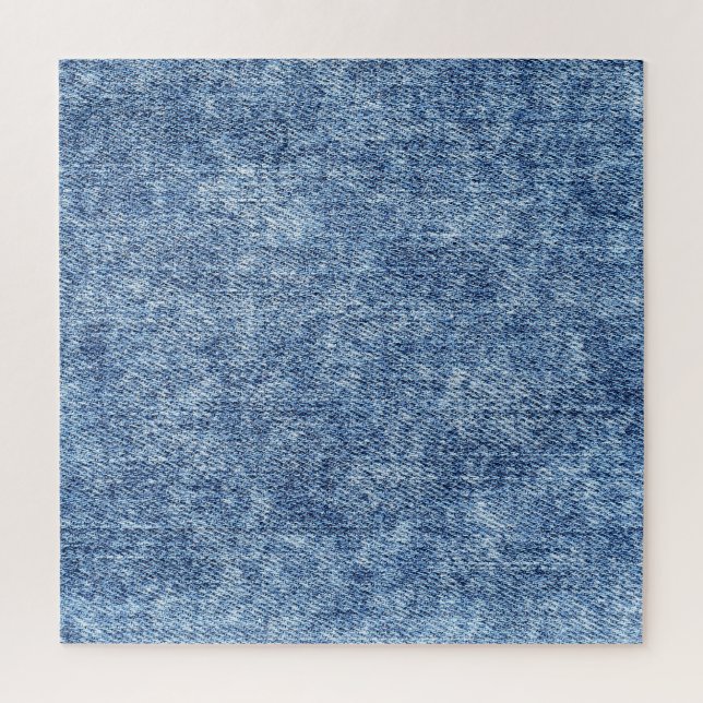 Acid wash blue denim, close-up texture. jigsaw puzzle (Vertical)