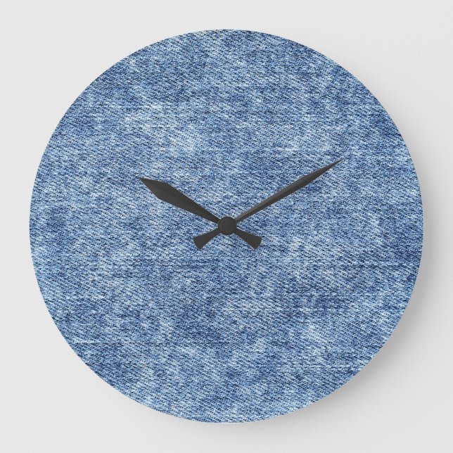 Acid wash blue denim, close-up texture. large clock (Front)