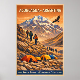 Aconcagua Argentina - Vintage Travel Poster