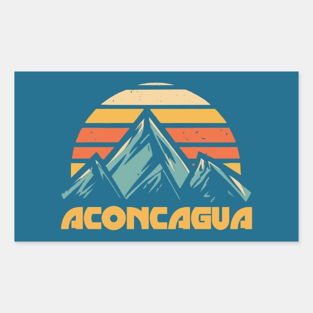 Aconcagua Retro Turquoise Rectangular Sticker (Front)