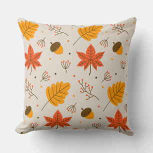 Acorn and Multicolor Leaves   Cushion