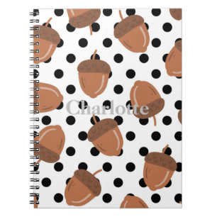 Acorn Black Dots Autumn Y2K Pattern Notebook