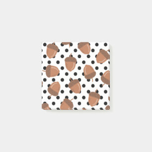 Acorn Black Dots Autumn Y2K Pattern Post-it Notes