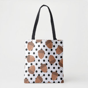 Acorn Black Dots Autumn Y2K Pattern Tote Bag